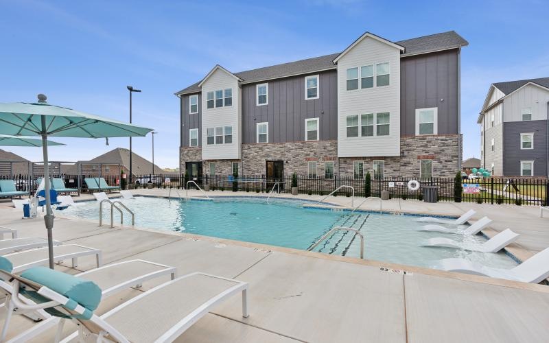 a swimming pool in a courtyard